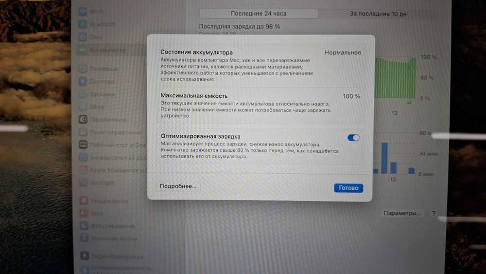 Macbook M1 (100%, 45 циклов)