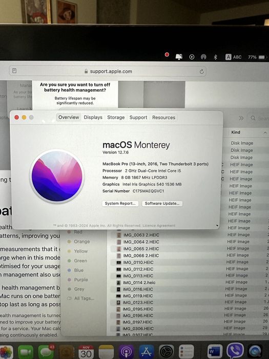 MacBook Pro 13" 2016, i5, 8GB/256GB, 700 lv