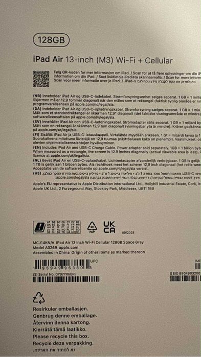 Ipad air 13 -inch (M3) wi-fi+cellular