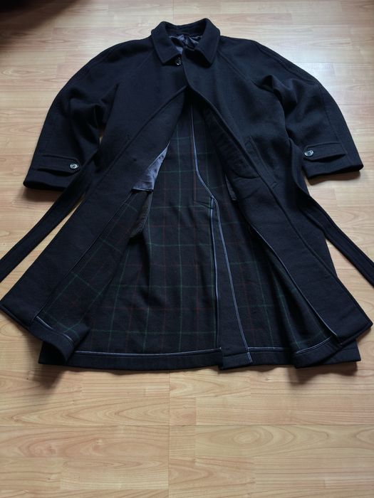 Overcoat balmacaan palton pardesiu Yves Saint Laurent wool navy