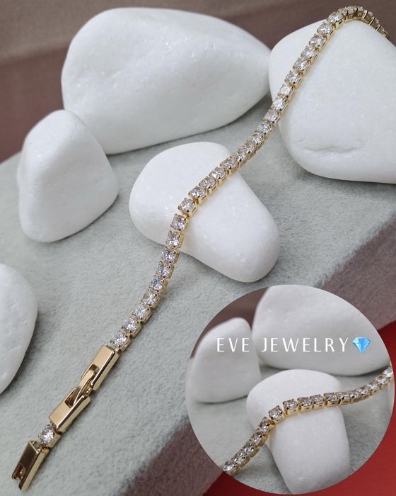 Bratari Tennis placate cu aur 14K si pietre din zirconiu