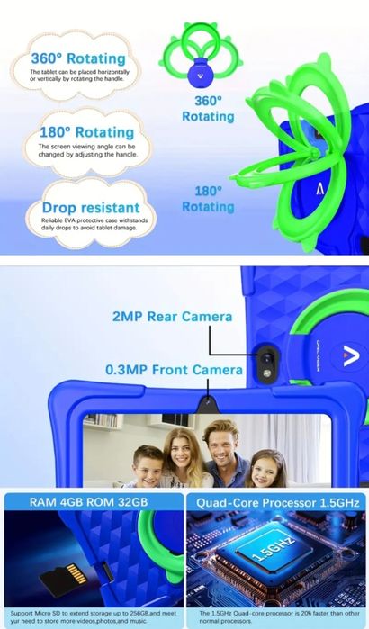 Tableta 4G android pentru copii CRELANDER, impecabila