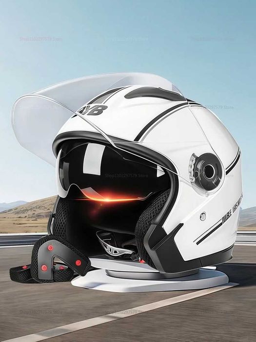 Casca Moto/Scuter/ATV, viziera dubla, marime universala, Alb