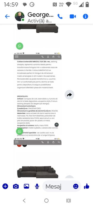 Canapea colțar extensibil