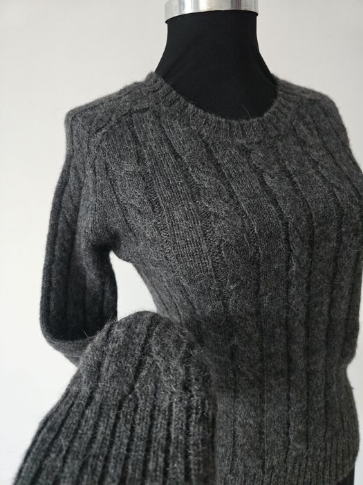 Pulover gri din lana de alpaca marime Xs