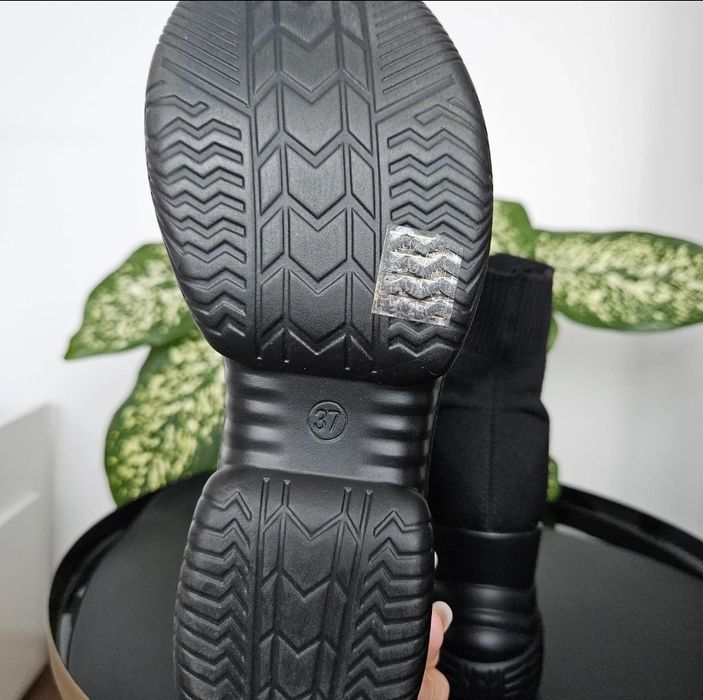 Sneakers Wedge, cu Platforma, Negru, talpa inalta, Toamna, Dama  37