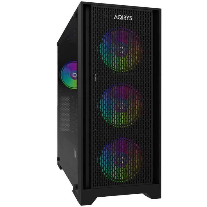Carcasa PC AQIRYS Avior ARGB Black Mid-Tower / incluse 4 ventilatoare ARGB / Telecomanda / Sticlă securizata / NOUA