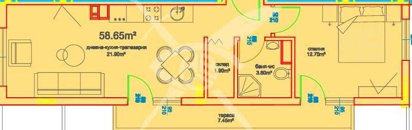 Двустаен апартамент в Меден Рудник 1047 - 30347