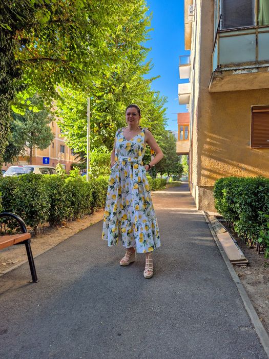 Rochie cu lamai din bumbac