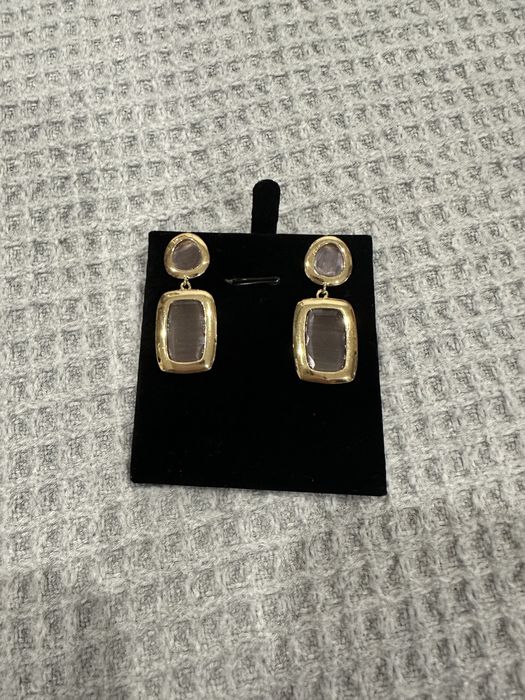 Комплект сребърни обеци с колие от котешко око