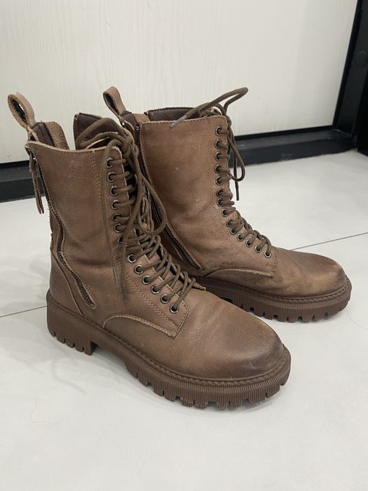 Кожанные зимние сапоги