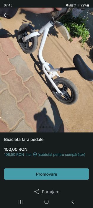 Bicicleta fara pedale