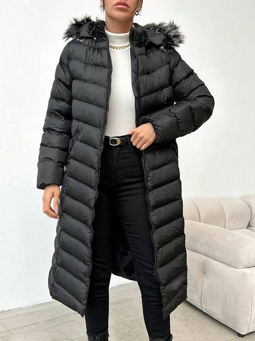 Дамско зимно дълго яке с пух