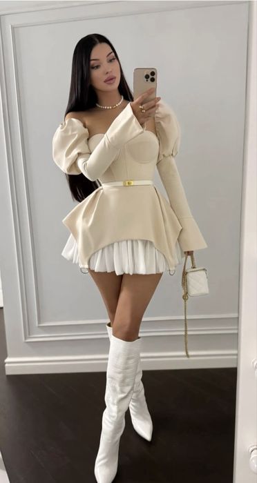 Rochie crem eleganta