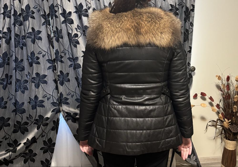 Geaca din piele naturala cu blana naturala