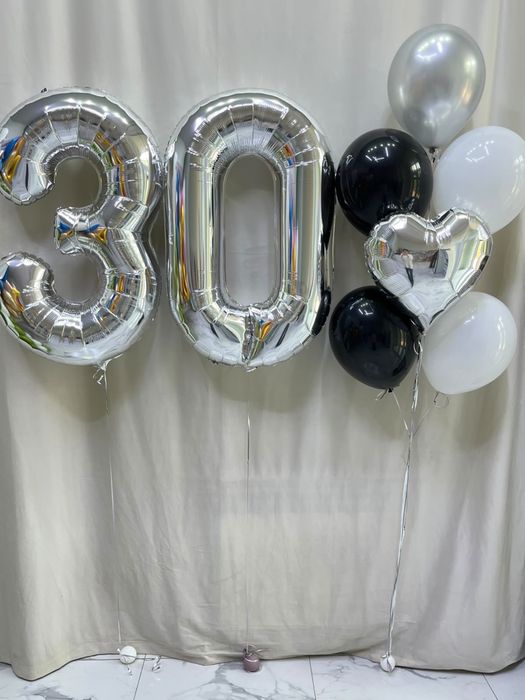 Шары гелиевые с цифрами 30