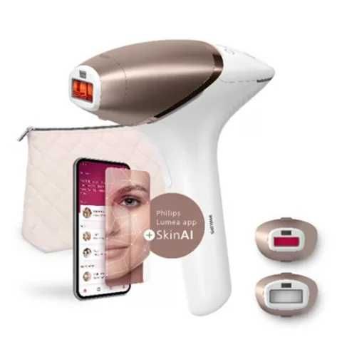 Epilator IPL Philips Lumea Seria 9900 BRI950/01, senzor SmartSkin, conectare la aplicatia cu functia Skin AI, utilizare cu sau fara fir, etc