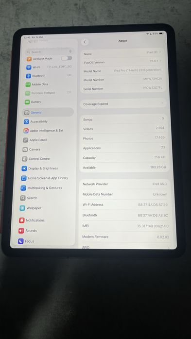 iPad Pro 11” gen 3 256 GB wi-fi + Cellular(sim)