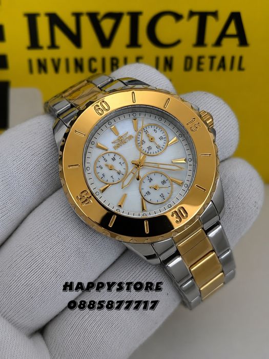 INVICTA Mother of pearl silver/gold white dial 38 mm, Инвикта нов дамски часовник