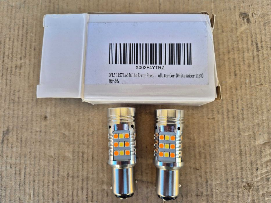 LED крушки оранжево и бяло двойна светлина DRL дневни светлини 1157