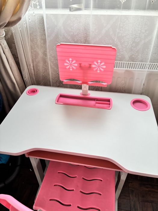 Birou roz copii reglabil