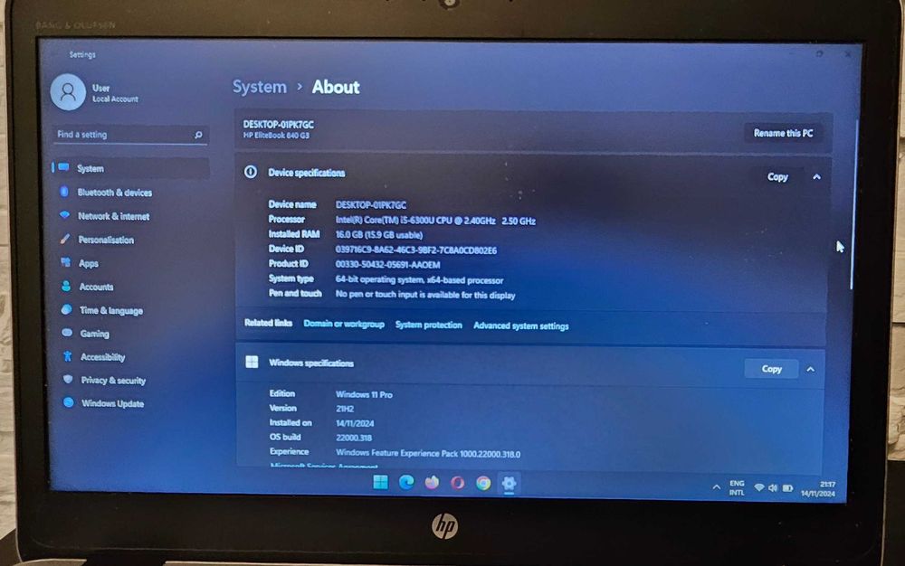 Laptop HP EliteBook 840 i5/16GB/256SSD/Baterie noua