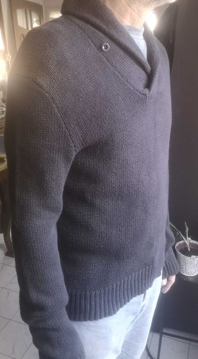 Ralph Lauren RL мъжки пуловер тъмно син памучен  с шал яка