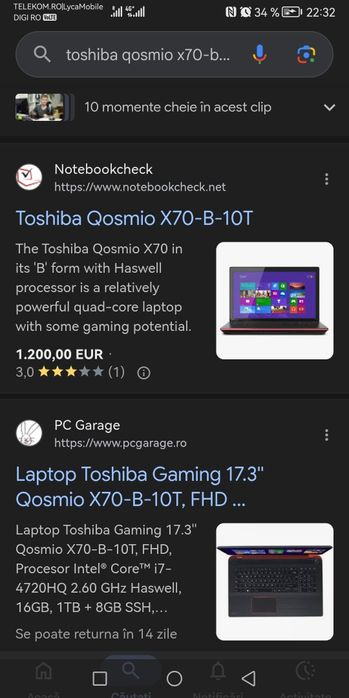 Laptop Toshiba Qosmio x70 b