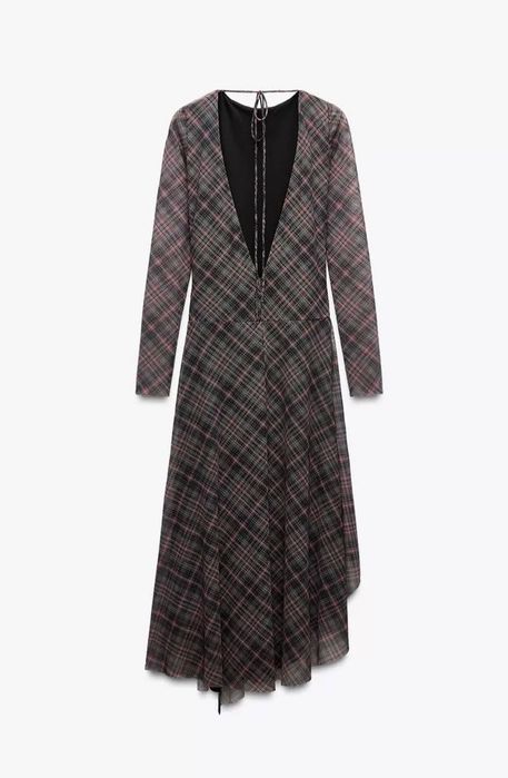 Карирана дълга рокля Zara