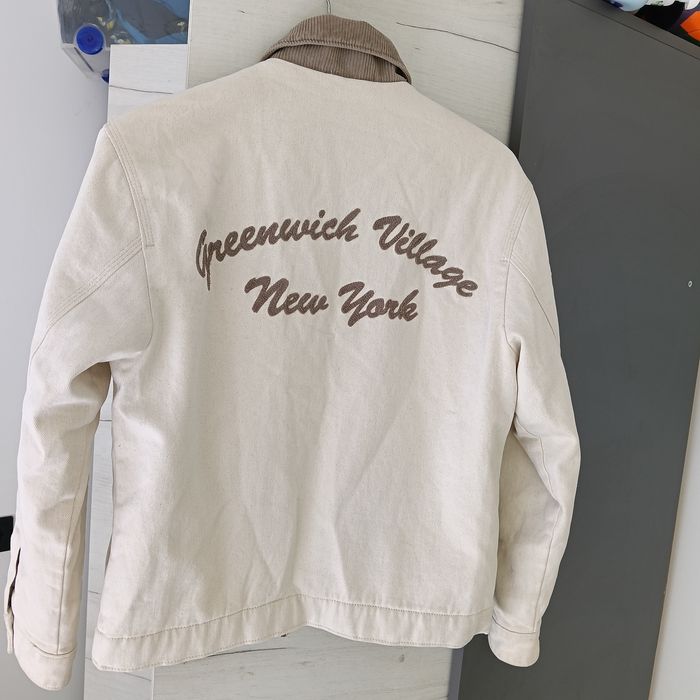 Jachetă originală Abercrombie & Fitch mărimea XS – Stil Bomber Bej cu guler raiat