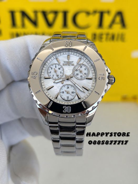 INVICTA Mother of pearl Silver white dial 38 mm, Инвикта нов дамски часовник