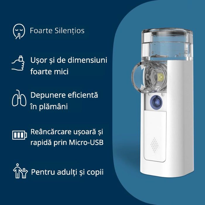 Inhalator portabil pentru copii si adulti Mini Air 360+ by Omron