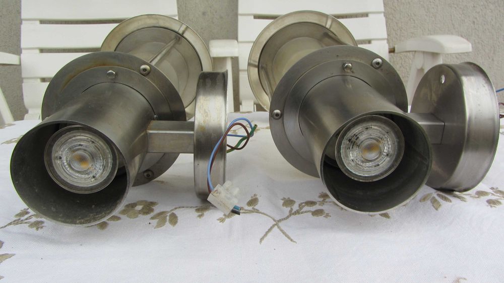 Aplice exterior, inox si sticla , iluminat exterior rezistente la apa