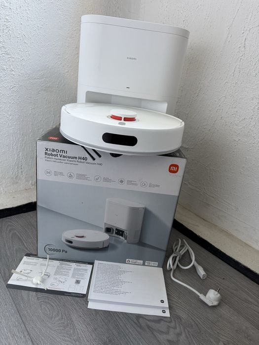 Прахосмукачка Робот + Станция Xiaomi Robot Vacuum H40 10000Pa за Сухо и Мокро Почистване, App, WiFi!