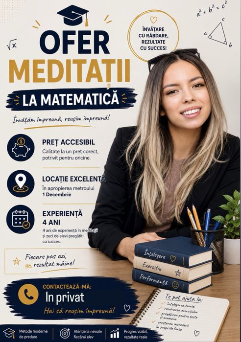 Meditatii la Matematica pentru copii/adolescenti in Bucuresti