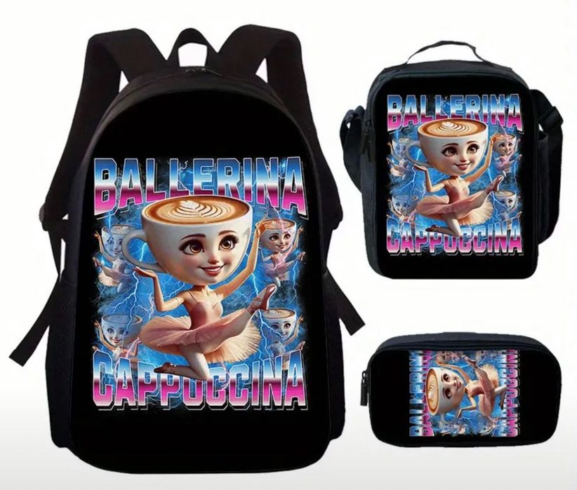 Детски екипи brainrot балерина капучина асасино капучино Раници