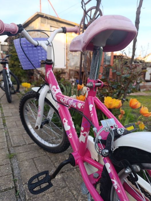 Детско розово колело с помощни гуми - 18 цола