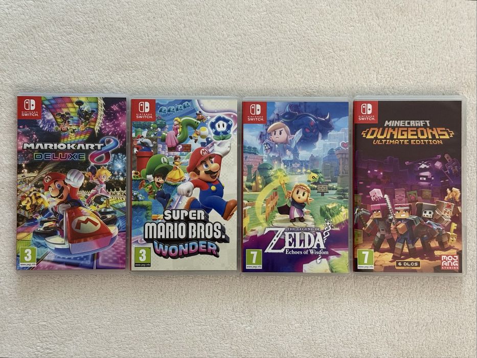 Nintendo Switch OLED Neon Red/Blue + Garanție 11/2027 + 4 Jocuri