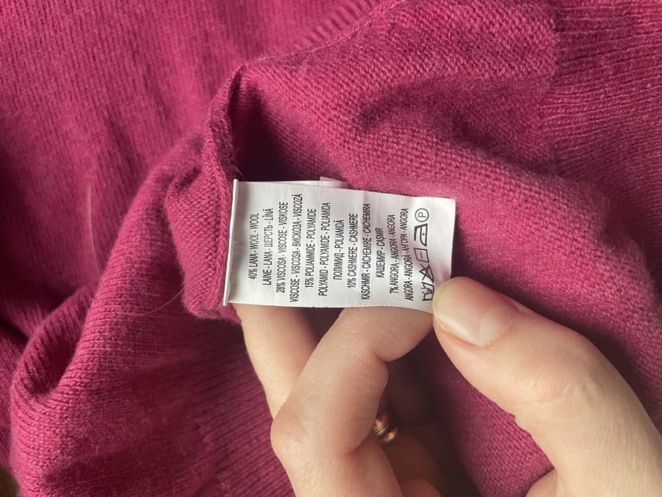 Pulover fucsia din lână și cașmir și alte fibre