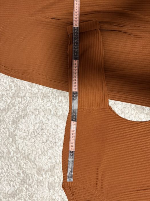 Compleu dama caramiziu casual elegant bluza si pantaloni evazati