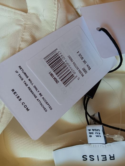 Reiss Milena Button Front Midi Weiss