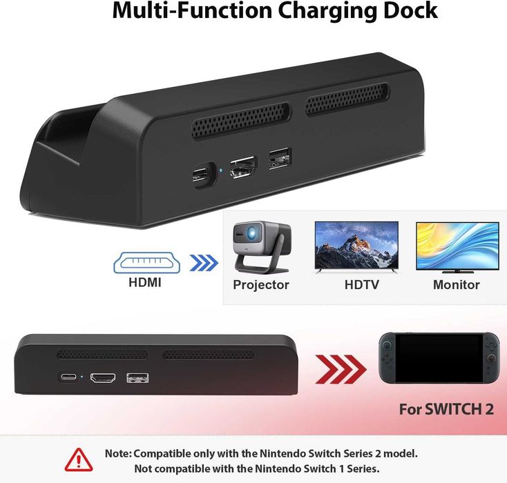 Докинг станция за телевизор за Nintendo Switch 2, преносима докинг станция за Switch 2 с HDMI порт