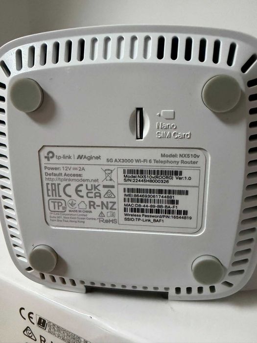 Router 5G TP-Link NX510v AX3000 Wi-Fi 6 cu slot Nano SIM