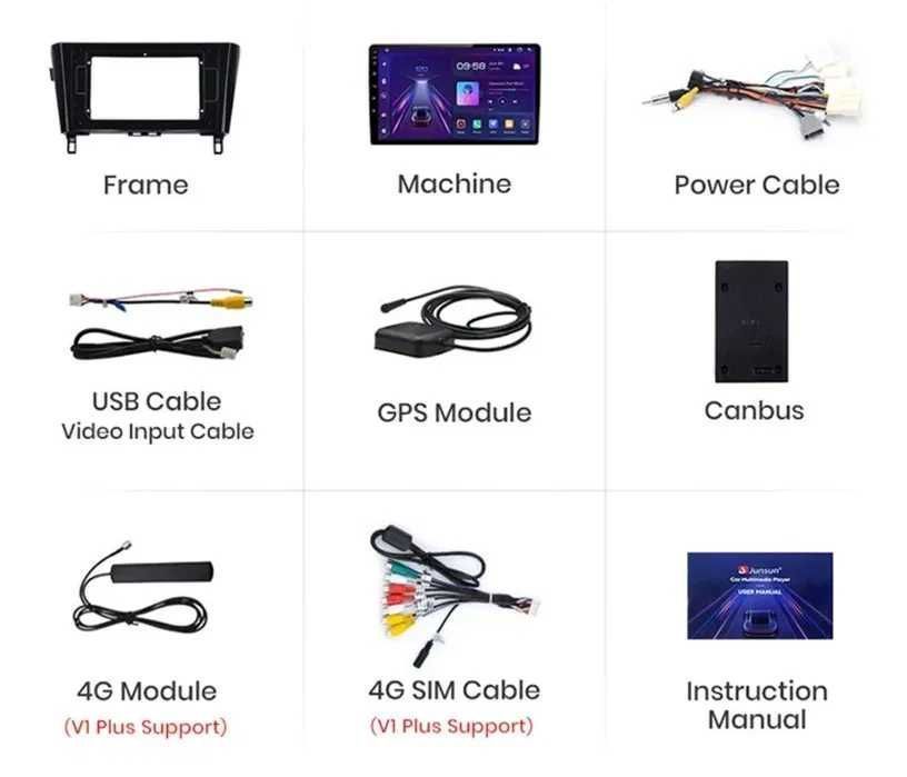 1-8GB Navigatie cu Android NISSAN QASHQAI J11 WiFI Bluetooth CARPLAY