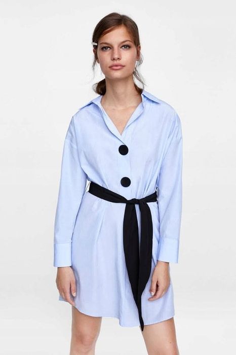 ZARA рокля риза с черен акцент р-р С