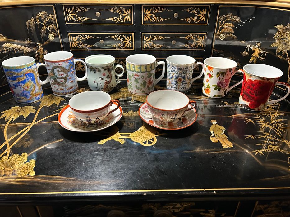 Colecție căni ceai chinezești din porțelan fin