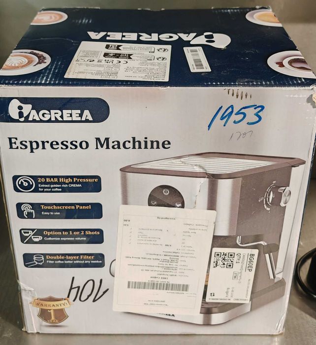 Eспресо 20 баr италианска помпа 1050W сензорен екран Pre‑infusion