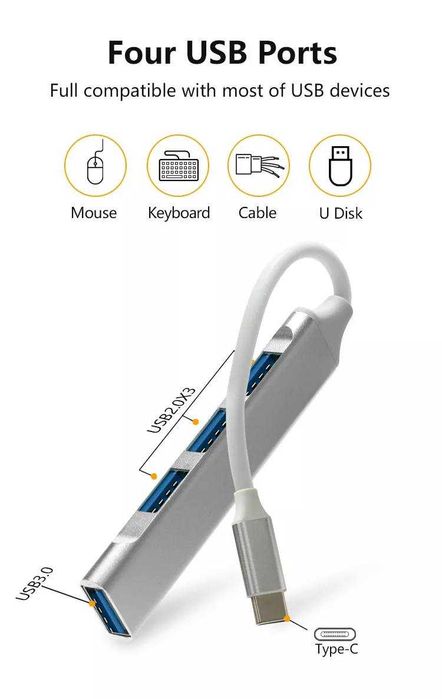 Нов USB hub, супер високоскоростен,  4 ports