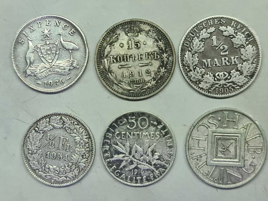 Monede argint  bnr pence leu mark centime shilling kopeici
