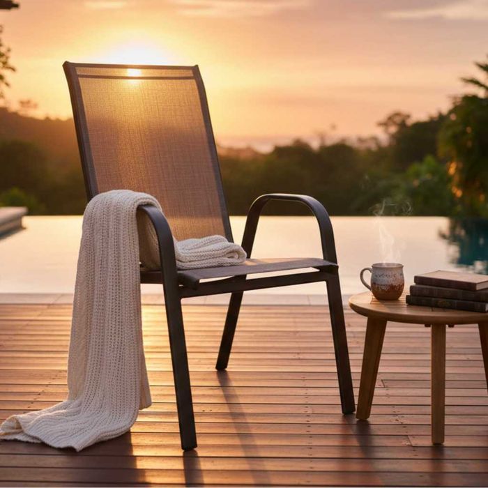 Стифиращи се градински столове от стомана и текстил – комплект 2 броя